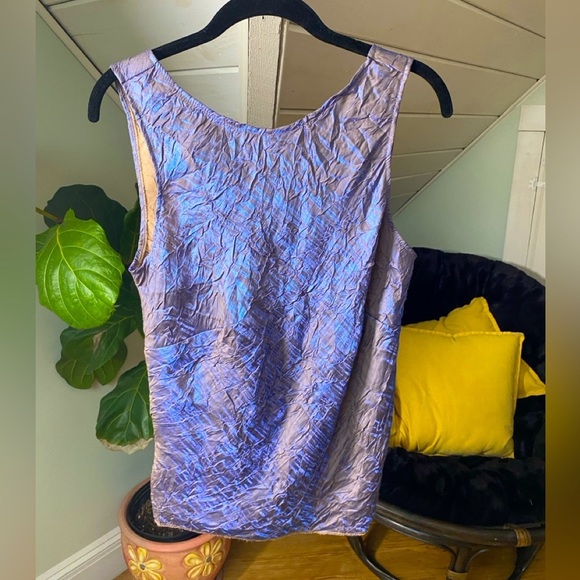 Vintage Iridescent JS Collections Formal Tank Top Purple Size 8 Festival Ready - Picture 1 of 7